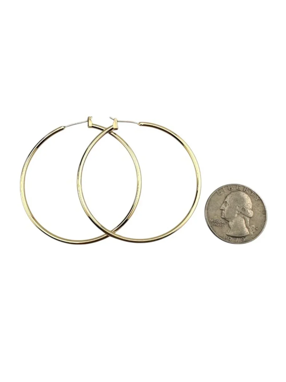 Gold Filled Hoop Earrings 2” Large Closed Hoops Statement 14K